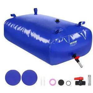 VEVOR 330L/87 Gallon Water Storage Bladder, RV Water Tank, 1000D Blue PVC Collapsible Water Storage Containers, Large Capacity Soft Water Bag, Portable Water Bladder, Fire Prevention, Camping, Emergen