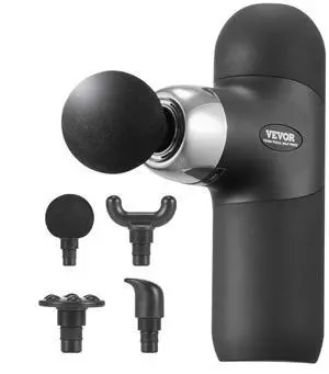 VEVOR Massage Gun Deep Tissue, Percussion Muscle Massager for Athletes - with 4 Speed Levels & 4 Massage Heads, 7.4V 2500mAh Batteries, Handheld Mini Massage Gun for Pain Relief, Muscle Relaxation