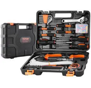 VEVOR Tool Kit, 132 Piece General Household Hand Tool Set, Home Repairing Tool Kit with Portable Tool Storage Case, High-Quality Steel, for Home Maintenance, DIY Projects, and Automotive Repair