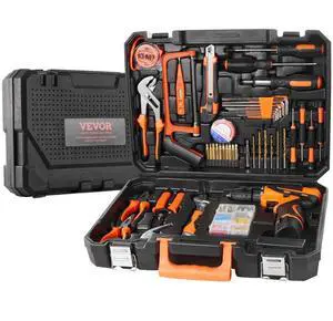 VEVOR Tool Kit, 146 Piece General Household Hand Tool Set, with Electric Drill and Portable Tool Storage Case, High-Quality Steel, for Home Maintenance, DIY Projects, and Automotive Repair