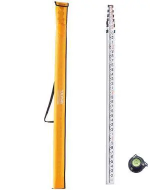 VEVOR Measuring Rod 18-Feet/10ths 6 Sections Telescopic Grade Rod 1/10ft w/ Bag