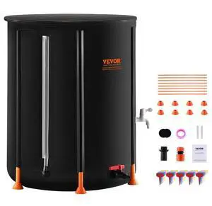 VEVOR Collapsible Rain Barrel 66 Gal Rain Catcher with Spigots and Overflow Kit
