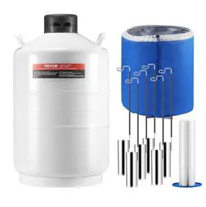 VEVOR Liquid Nitrogen Tank 20 L Aluminum Alloy LN2 Container Dewar 6 Canisters