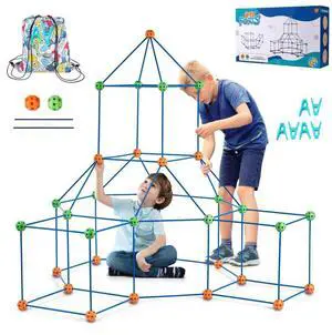 VEVOR Christmas Gift! Tent Fort Building Kit for Kids STEM Construction Toy Set Castle 120PCS