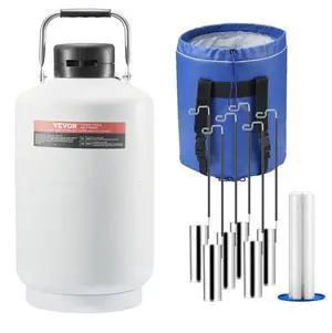 VEVOR Liquid Nitrogen Tank 10 L Aluminum Alloy LN2 Container Dewar 6 Canisters