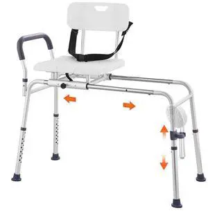 VEVOR Sliding Tub Transfer Bench Shower Chair & Cut-Out Seat Reversible Backrest
