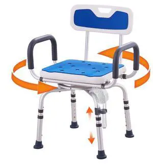 VEVOR Shower Chair 360° Swivel Tub Shower Seat with Armrests & Backrest 400lbs