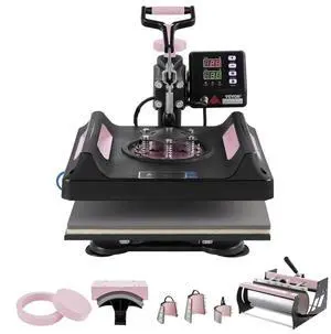 VEVOR 8 in 1 Heat Press Machine 15x15 in 30oz Tumbler Press T-Shirts Black