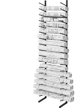 VEVOR Blueprint Storage Rack Vertical Hanging Poster Display Rack 16-Tier, Blue Print Storage Organizer - Mobile Roll File Cart, Construction Plan Holders, Blueprint Cabinet with Wheels, Roll Files S
