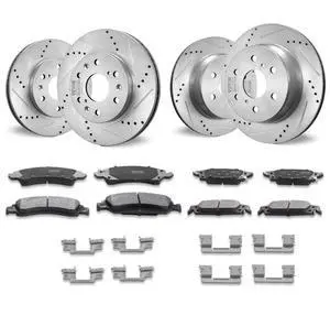 VEVOR  Drilled Slotted Front Rear Brake Rotors Pads Kit for Chevy Silverado GMC