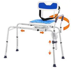 VEVOR Sliding Tub Transfer Bench Shower Chair with 360 Degree Swivel Seat 400LBS