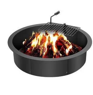 VEVOR Fire Pit Ring w/ BBQ Fire Ring 35 Inch Outer Steel DIY Campfire Firepit