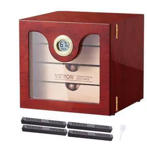 VEVOR 100 Cigar Humidor Cabinet Cedar Cigar Box Humidifier & Hygrometer & Shelve