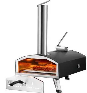 VEVOR 12" Outdoor Pizza Oven Portable Wood Pellet Pizza Oven Iron Spray Camping