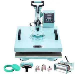 VEVOR  Heat Press Machine 15x15 in 8 in 1 with 30oz Tumbler Press T-Shirts Green