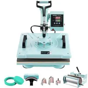 VEVOR Heat Press Machine 12x15 in 8 in 1 with 30oz Tumbler Press T-Shirts Green