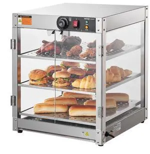 VEVOR 3-Tier Commercial Food Warmer Display Countertop Pizza Cabinet with Light