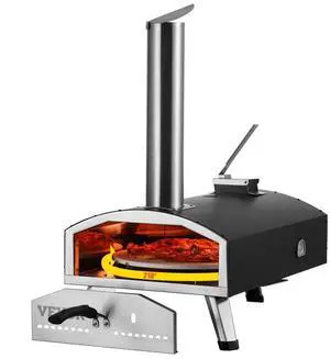 VEVOR 12" Outdoor Pizza Oven Portable Wood Pellet Pizza Oven Camping w/ Rotation