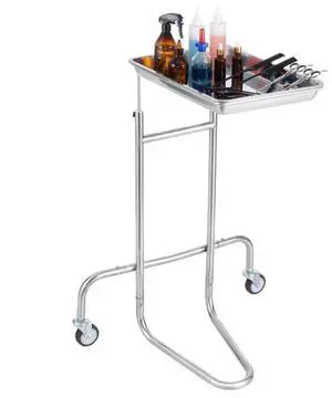 VEVOR  Stainless Steel Lab Cart with Single Tray & 2 Silent Wheels for Lab Clinic, Lab Serving Cart Utility Cart Stainless Steel Medical Cart, Lab Carts with 1 Drawers & Top Tray, Lab Rolling Cart fo