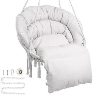 VEVOR Hammock Swinging Chair Macramé Hanging Chair with Cushion Indoor & Outdoor