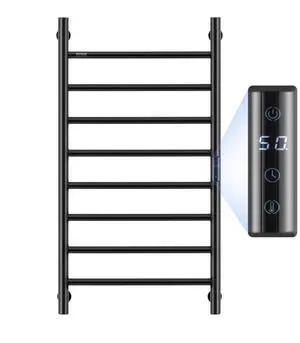VEVOR 8 Bars Towel Warmer Rack Wall Mounted Heated Towel Rack for Bathroom Black