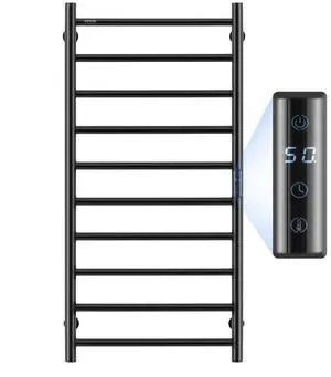 VEVOR 10-Bar Towel Warmer Rack Wall Mounted Heated Towel Rack for Bathroom Black