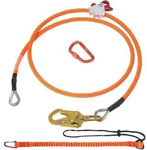 VEVOR 16mm Steel Core Flipline, 8ft(2.4m) Arborist Flipline, Flip Line for Tree Climbing with Alloy Steel Snap Hook & Aluminum Alloy Carabiner, 30KN Breaking Tension for Fall Protection, Tree Climber