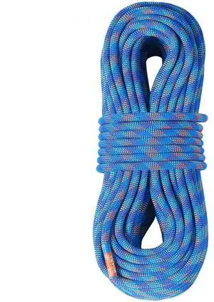VEVOR 10.2mm Dynamic Climbing Rope, 50M(164ft) Outdoor Rock Climbing Rope 25KN Breaking Tension, Fiber Rope with Steel Snap Hooks for Escape, Rappelling, Fire Rescue, Blue