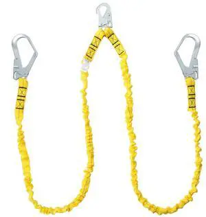 VEVOR 38mm Safety Lanyard, 6ft(1.83m) Fall Protection Lanyard with 2 Alloy Steel Snap Hooks, Retractable Safety Belt for Outdoor/Indoor Tree Climbing, 30KN Breaking Tension Lanyard, Yellow