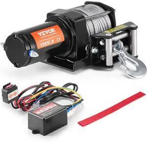 VEVOR Electric Winch ATV UTV 3000 lb Steel Cable IP55 Waterproof Wired Control