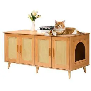 VEVOR Cat Litter Box Enclosure Wooden Litter Box Furniture Hidden for 2 Cats