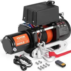 VEVOR  Electric Winch for Truck 6000 lb Synthetic Rope Waterproof Remote Control
