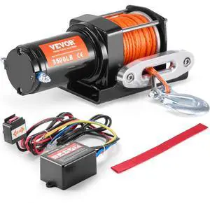 VEVOR Electric Winch ATV UTV 3500 lb Synthetic Rope Waterproof Wired Control