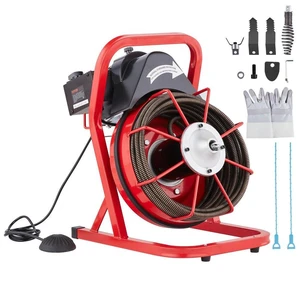 VEVOR Drain Cleaner Machine Drain Auger 50FT x 1/2 Inch Manual Feed & 4 Cutters VEVOR Drain Cleaner Machine Drain Auger 50FT x 1/2 Inch Manual Feed & 4 Cutters