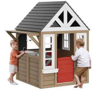 VEVOR  Outdoor Wooden Playhouse Kids Garden Games Cottage with Door Window Sink