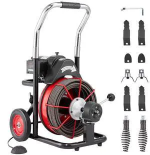 VEVOR  Drain Cleaner Machine Electric Drain Auger 100FT x 1/2 In Auto Feed