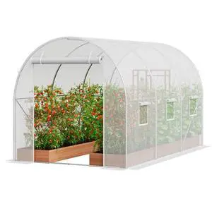 VEVOR Walk-in Tunnel Greenhouse 9.58x6.43x6.23ft Galvanized Frame PE Cover White