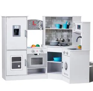VEVOR Christmas Gift!  Kitchen Playset Kids Pretend Cooking Play Toy 24 Piece Accessories White
