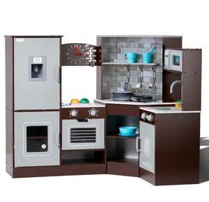 VEVOR Kitchen Playset Kids Pretend Cooking Play Toy 24 Piece Accessories Brown VEVOR Kitchen Playset Kids Pretend Cooking Play Toy 24 Piece Accessories Brown