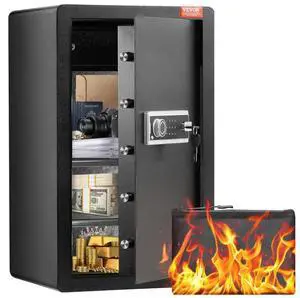 VEVOR Single Door 4.0 cu.ft Safe Box with Key Lock & Password Cabinet Blackorganize cash, passports, jewelry, gold, watches and documents
