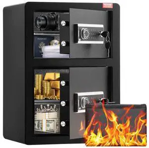 VEVOR  Double Door 3.5 cu.ft Safe Box with Key Lock Password Fireproof Bag Black,organize cash, passports, jewelry, gold, watches and documents