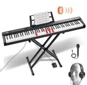 VEVOR 88 Key Digital Piano Keyboard Semi Weighted Electric Portable with Stand