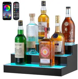 VEVOR LED Lighted Liquor Bottle Display Bar Shelf RF & App Control 16" 3-Step
