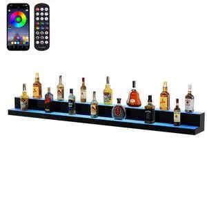 VEVOR  LED Lighted Liquor Bottle Display Bar Shelf RF & App Control 72" 2-Step