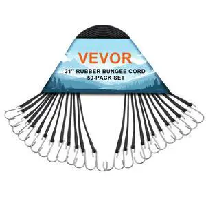 VEVOR 50 Pcs Flat Bungee Cord Set 19.8 mm Heavy Duty Bungee Straps with S-Hook
