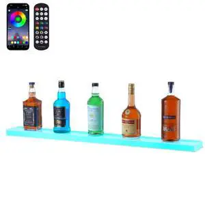 VEVOR Wall Mounted LED Lighted Liquor Bottle Display Home Bar Shelf  40" 1-Step