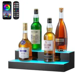 VEVOR LED Lighted Liquor Bottle Display Bar Shelf RF & App Control 16" 2-Step