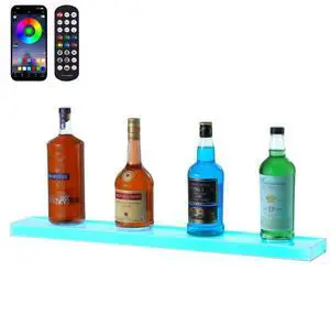 VEVOR Wall Mounted LED Lighted Liquor Bottle Display Home Bar Shelf  30" 1-Step