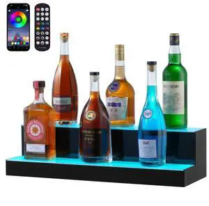 VEVOR LED Lighted Liquor Bottle Display Bar Shelf RF & App Control 24" 2-Step