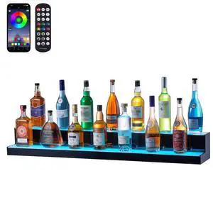 VEVOR LED Lighted Liquor Bottle Display Bar Shelf RF & App Control 48" 2-Step